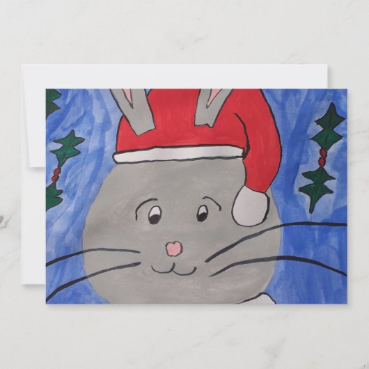 Cute Santa Bunny Flat Kerstmis Kaart (Voorkant)