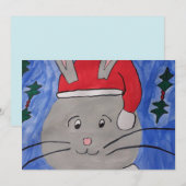 Cute Santa Bunny Flat Kerstmis Kaart (Voorkant / Achterkant)