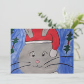 Cute Santa Bunny Flat Kerstmis Kaart (Staand voorkant)