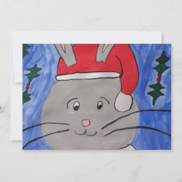 Cute Santa Bunny Flat Kerstmis Kaart
