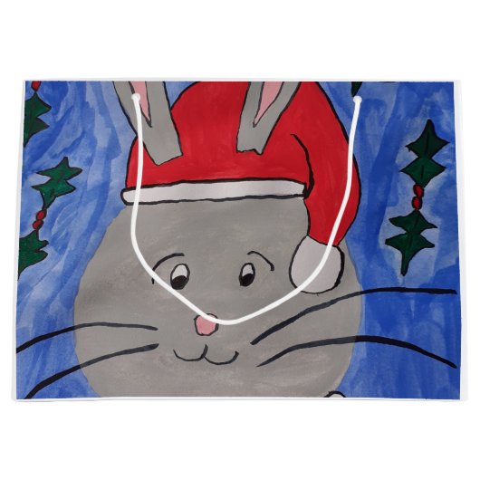 Cute Santa Bunny Groot Cadeauzakje (Voorkant)