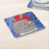 Cute Santa Bunny Kartonnen Onderzetters (Gebogen)