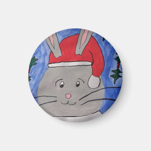 Cute Santa Bunny Magneet (Voorkant)