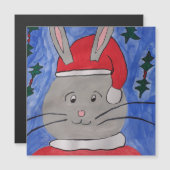 Cute Santa Bunny Magnetic kerstKaart (Voorkant / Achterkant)