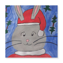 Cute Santa Bunny Magnetic kerstKaart