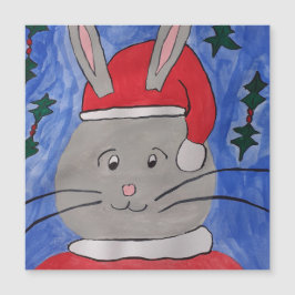 Cute Santa Bunny Magnetic kerstKaart