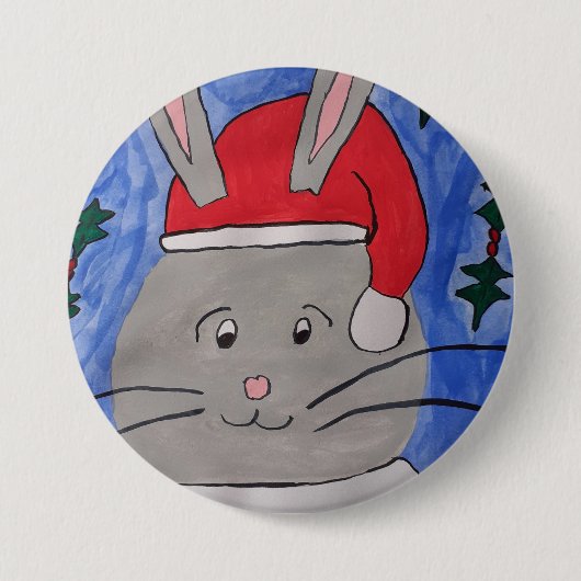 Cute Santa Bunny Ronde Button 7,6 Cm (Voorkant)