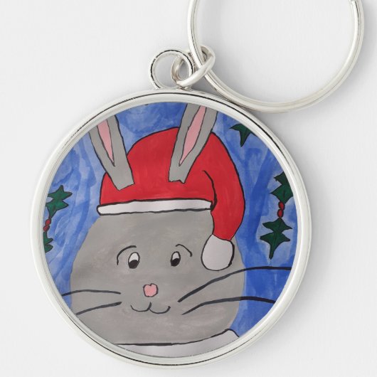 Cute Santa Bunny Sleutelhanger (Voorkant)