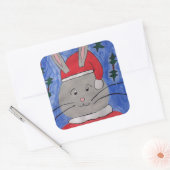 Cute Santa Bunny Vierkante Sticker (Envelop)