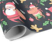 Cute Santa Cadeaupapier (Rol Hoek)