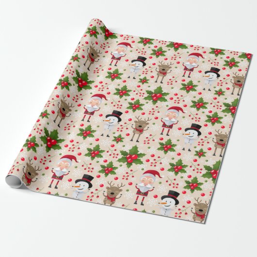 Cute Santa Cadeaupapier (Uitgerold)