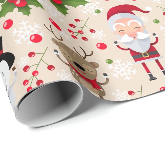Cute Santa Cadeaupapier (Rol Hoek)