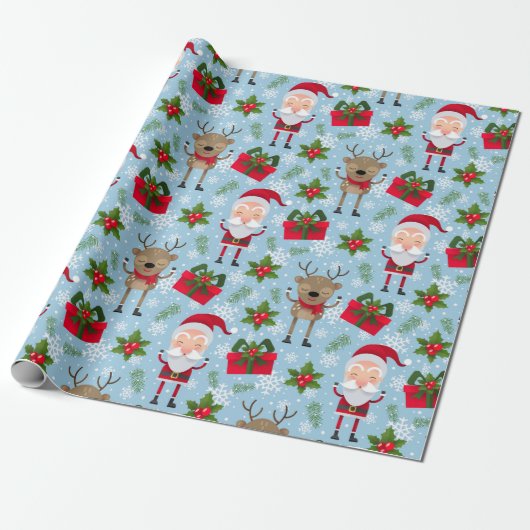 Cute Santa Cadeaupapier (Uitgerold)