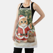 Cute Santa Cat Christmas Apron for Cat Lovers Schort (Insitu)