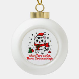  Cute Santa Cat Christmas - Holiday Tree Decor Keramische Bal Ornament