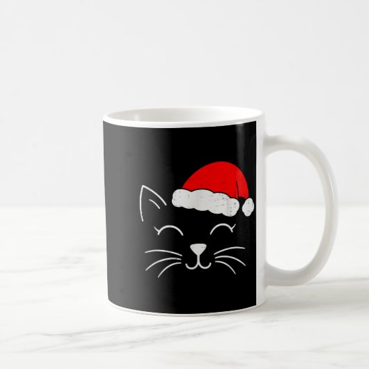 Cute Santa Cat Face Christmas Meow Kitty Pet Cat L Koffiemok (Rechts)