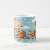 Cute Santa Cat Flying Sleigh Christmas Mug Koffiemok (Center)