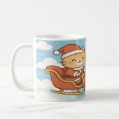 Cute Santa Cat Flying Sleigh Christmas Mug Koffiemok (Links)