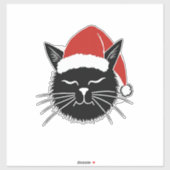 Cute Santa Cat Lover Christmas Men Women Kids T-Sh Sticker (Vel)