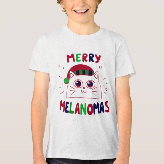Cute Santa Cat Melanomas Christmas T-Shirt (Voorkant)