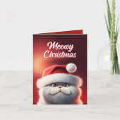 Cute Santa Cat Meowy Kerstmis Kaart (Voorkant)