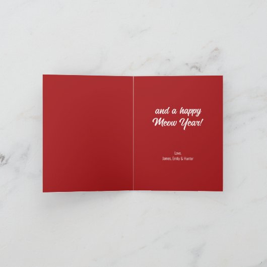 Cute Santa Cat Meowy Kerstmis Kaart (Binnen)
