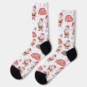 Cute Santa Cat Pattern "Merry Christmas" Holiday Sokken (Links)