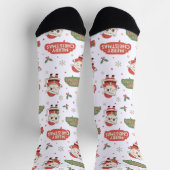 Cute Santa Cat Pattern "Merry Christmas" Holiday Sokken (Top)