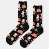 Cute Santa Cat Pattern "Merry Christmas" Holiday  Sokken (Links)