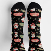 Cute Santa Cat Pattern "Merry Christmas" Holiday  Sokken (Top)