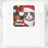Cute Santa Cat Vierkante Sticker (Tas)