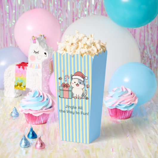 Cute Santa Cat with Gift Box Bedankdoosjes (Feest)