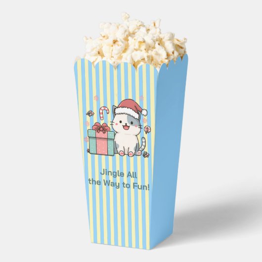 Cute Santa Cat with Gift Box Bedankdoosjes (Popped)