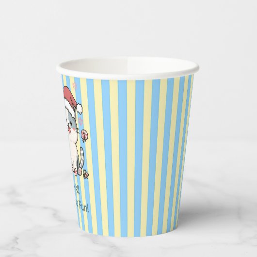 Cute Santa Cat with Gift Box Papieren Bekers (Links)