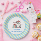 Cute Santa Cat with Gift Box Papieren Bordje (Feest)