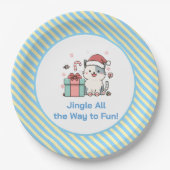 Cute Santa Cat with Gift Box Papieren Bordje (Voorkant)