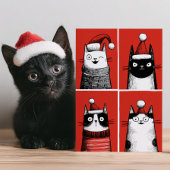 Cute Santa Cats Humorous Cat Lover Meowy Christmas Feestdagenkaart