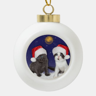 Cute Santa Cats Keramische Bal Ornament