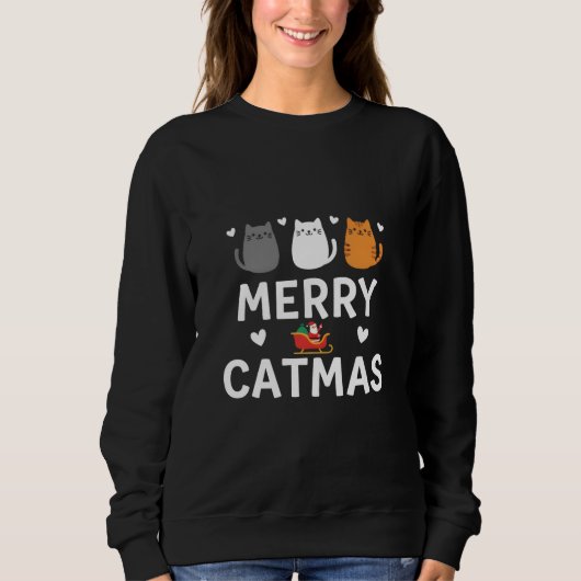 Cute Santa Cats Merry Catmas Festive Kitty Christm Trui (Voorkant)