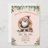 Cute Santa Christmas Party Invitation  Kaart (Voorkant)
