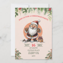 Cute Santa Christmas Party Invitation 