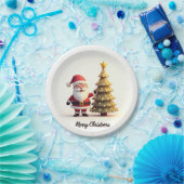 Cute Santa Christmas Plates Papieren Bordje (Feest)