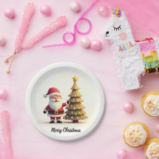 Cute Santa Christmas Plates Papieren Bordje