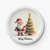 Cute Santa Christmas Plates Papieren Bordje (Voorkant)