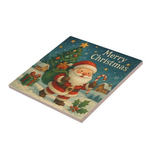 cute santa christmas tegeltje (Zijkant)