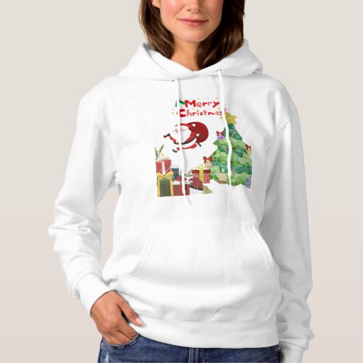 Cute Santa Christmas Tree Gift Hoodie T-shirt (Voorkant)