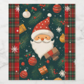 Cute Santa Christmas Wine Label Wijn Etiket (Enkel label)