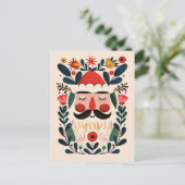 Cute Santa Claus Abstract Floral Retro Christmas Briefkaart (Staand voorkant)