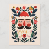 Cute Santa Claus Abstract Floral Retro Christmas Briefkaart (Voorkant)