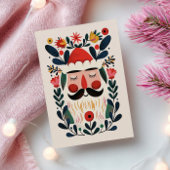 Cute Santa Claus Abstract Floral Retro Christmas Briefkaart